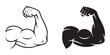 © Md Sharif Mia - Strong muscular arm flexing biceps fitness logo icon set