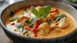 © Amber - Thai curry with coconut swirl, shallow depth of field, restaurant vibe. --ar 16:9 --v 6.1 Job ID: b9e273db-1d28-4aff-94af-742a3e0849f3
