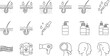 © Maslima - Vector set of hair follicle icons scalp dermatology treatment and hair care product symbols for cosmetic clinic medical infographic and beauty branding.