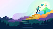 © Nervas - Person climbs colorful stairs to reach success goals