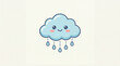 © Haji - Charming cartoon cloud character with a cheerful expression and rosy cheeks gently raining water droplets in a whimsical stylized illustration perfect for weather related