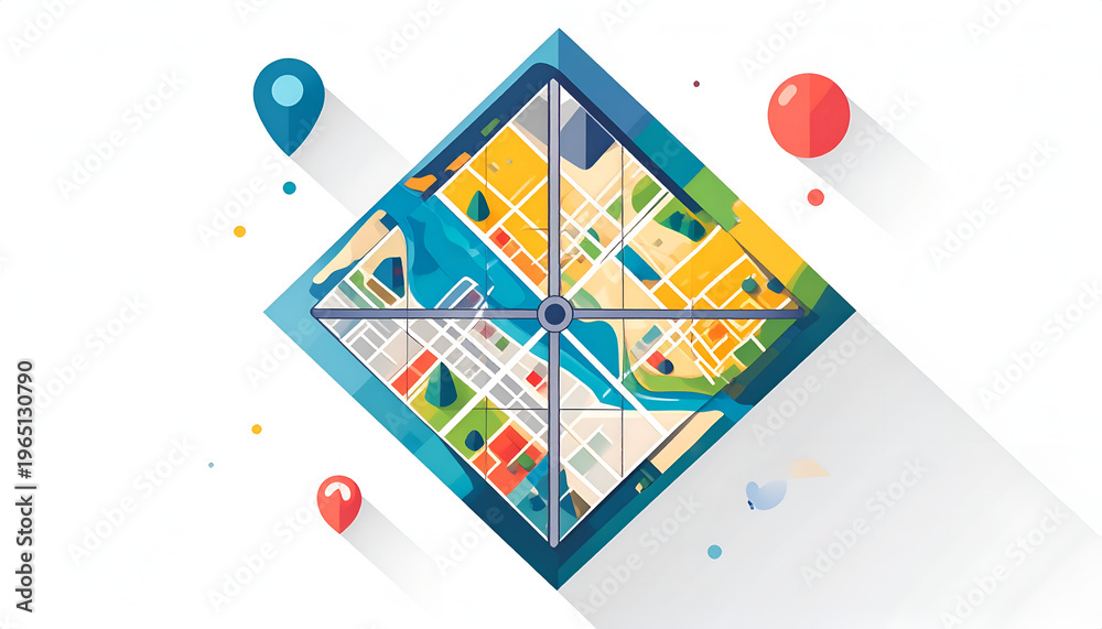 City map design graphic in blue tones showing urban planning and street ...