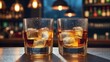 © mila103 - Whiskey glasses cooling with ice cubes on bar countertop