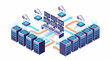 © aninurkha - Isometric illustration of network servers and computers connected in a data center.