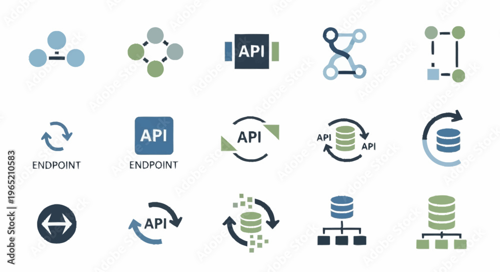 Collection of API endpoint and database connection icons for software ...