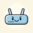 © santosoo - A cartoon-like illustration of a blue device with a smile, two antennae, and a background with a stain effect