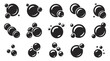 © Dalim 6 - Black circular bubbles scattered in different sizes create a bold vector silhouette composition, enhancing visual contrast on a pure white background.