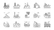 © Monir - Set of outline icons scene of extracting natural resources from water.Linear icon collection. Editable stroke. Vector illustration