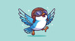 © NFS Studio - Cute cartoon bird wearing aviator hat and goggles flying Vector Illustration.