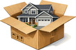 © al - Create a realistic New house in the cardboard box vector art with white background..