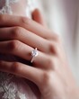 © nanskyblack - Young bride showing beautiful engagement ring, close-up romantic detail
