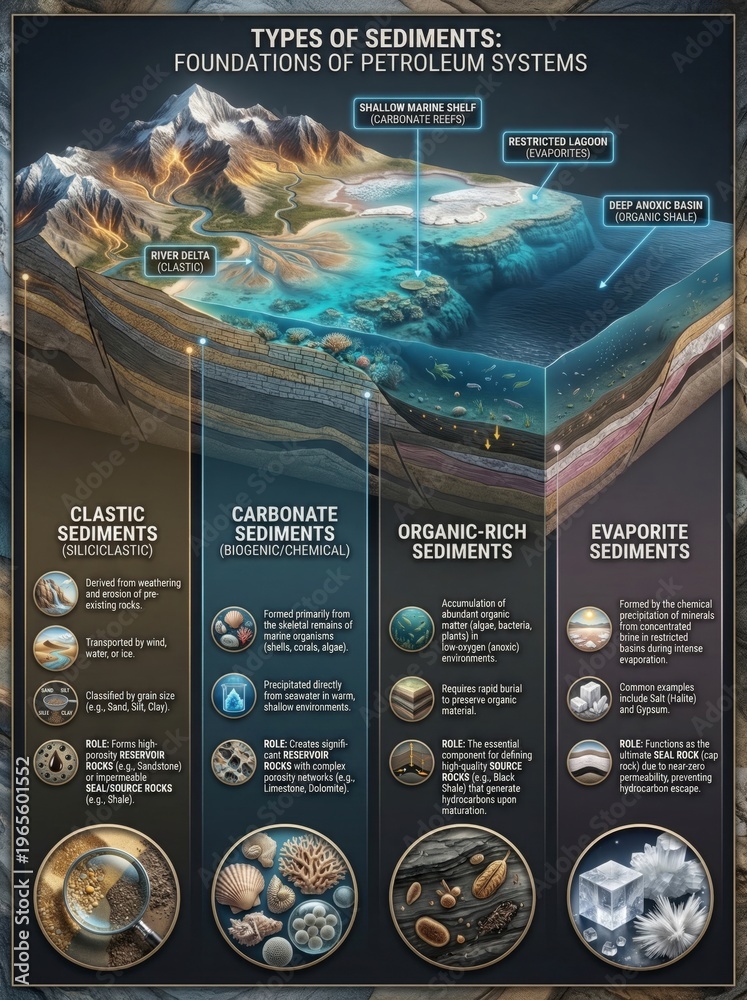 ภาพถ่าย Stock Types of Sediments and Their Roles in Petroleum Systems ...