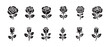 © MST - Simple vector set illustrating various isolated rose flower icons perfect for elegant logo design elements
