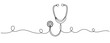 © supplement - Stethoscope outlined on continuous line over white background. no editable strokes