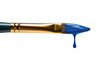 © Lukas - Golden-ferruled paintbrush green handle blue paint dripping, isolated on transparent background for art