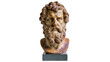 © Claudia - Aged marble bust of a curly-haired bearded man on a dark pedestal, isolated on transparent background
