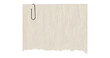© MARUF Ahmed - Torn beige paper note with textured edges and metal paperclip isolated on transparent background