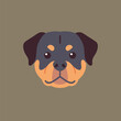 © Yuan - Adorable rottweiler dog head with friendly cartoon expression