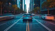 © Zuhair - Autonomous self driving car with sensor system navigating smart city traffic at night