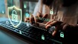 © InfiniteFlow - Cybersecurity Protection and Online Safety Concept with Digital Padlock and Secure Data Management on Keyboard in Modern Workspace Gluon.