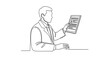 © wisesa - Businessman holding document, professional, business meeting, office work, single line drawing