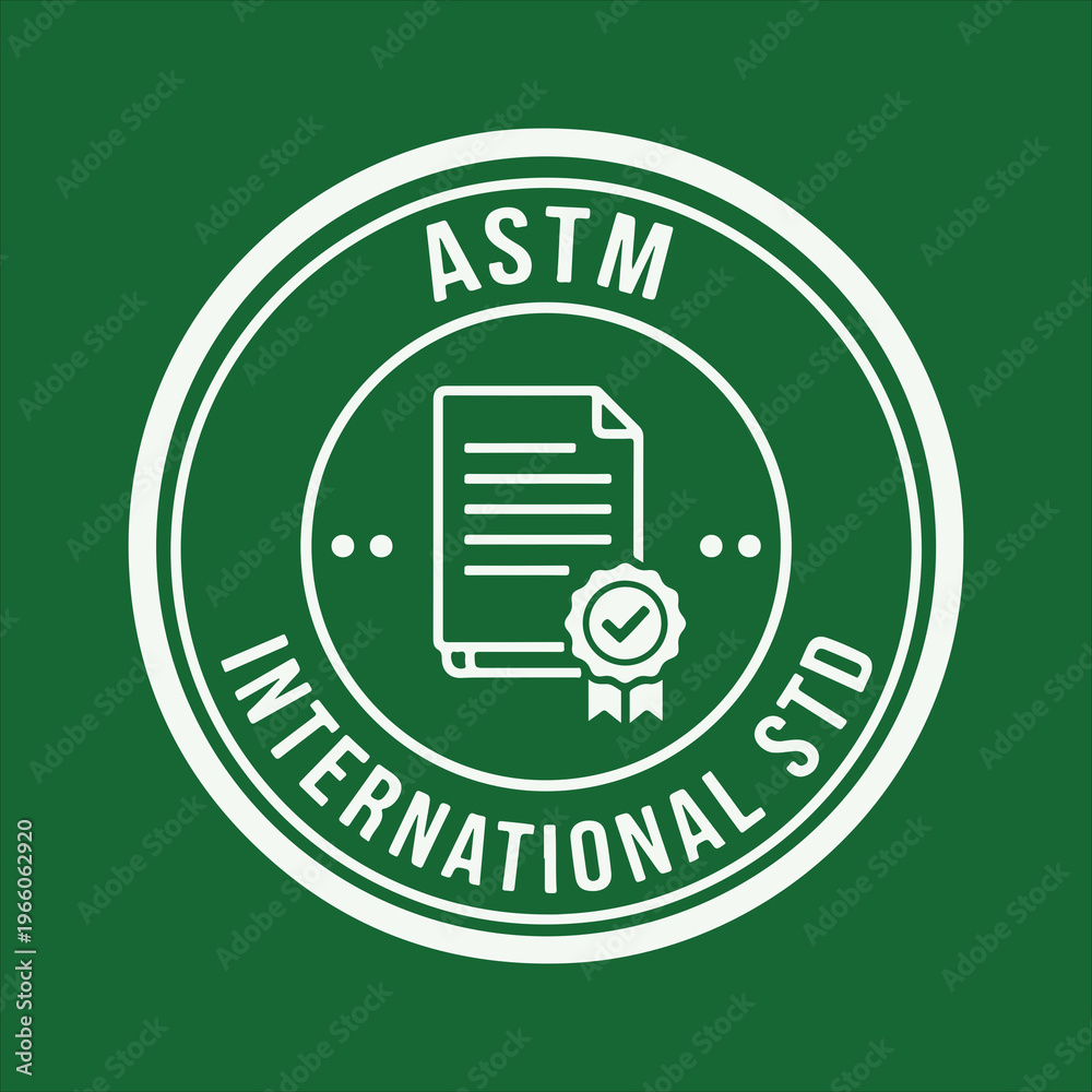 ASTM International Standard Green Round Badge Stamp Vector Document ...