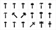 © Art - Black hammer icons, hammer tools, 20 silhouette symbols, vector graphics