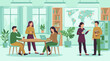 © Hexaview - Business professionals collaborating and communicating in a modern office
