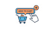 © Wong - Hand clicking 'Add to Cart' button with shopping cart icon, representing online shopping and ecommerce actions.