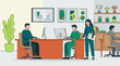 © Zigmate - Business professionals collaborating in a modern office with computers and decor
