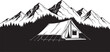 © NoirVector - Camping in the mountains with a tent and trees