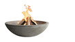 © Abir - Concrete fire bowl with burning logs flames isolated on a transparent background