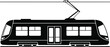 © GFNhirak  CF ID:78 - A black and white side profile vector illustration of a modern electric city tram or light rail isolated on transparent background, Vector