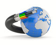 © Sergey Ilin - Fiber optic cable and globe on white background. Isolated 3D illustration