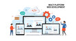 © Antu - Multi-platform web development and responsive UI design showing a website layout across desktop monitor, laptop, and mobile tablet devices.