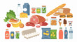 © Glypho - Assortment of diverse grocery food items and beverages on white background