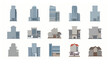 © Hazara - Modern building vector set with skyscrapers apartments offices and houses flat design