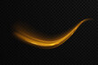 © Даниил Москаленко - Semicircular gold wave and light vortex wake. Abstract light lines of movement and speed. Neon glow flare and shiny gold speed lines effect vector PNG on transparent background.