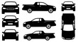 © Blanche - Black Silhouette Car and Pickup Truck Views: Front, Side, Top