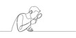 © Sahor - Continuous single one line sketch hand drawn drawing of business man hold magnifying glass to analyze work. Vector illustration
