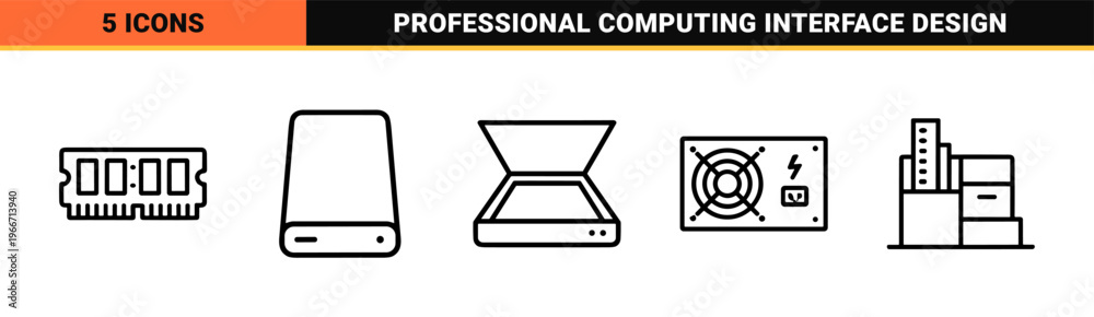 Vector de Stock Minimalist Monoline Desktop and Digital Workspace ...