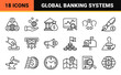 © PixeloAI - Commercial Banking and Personal Finance Icon Set, Minimalist Monoline Geometric Line Art for Financial Analysis and Wealth Management