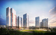 © 조감도 - 현대적인 도시 아파트 단지 외관 및 조감도, Modern city apartment residential district 3D rendering