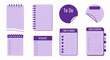 © pisang - Various purple notebooks, stickers, and planners with to-do lists