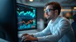 © Backtozul - Analyst reviewing financial charts and AI-driven analytics on computer screen