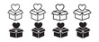 © Safali - Collection of Love Gift Box Icons. Outline and Solid Versions for Charity and Customer Appreciation Concepts.