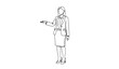 © MD JAHID - Continuous line business woman presenting gesture minimalist single line corporate illustration vector