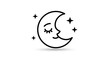 © Estelle - A minimalist vector illustration of a smiling crescent moon with stars