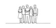 © Badhon_Art Gallery - A minimalist single line drawing illustration featuring a diverse group of five standing people. Vector, illustration