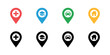 © Well Done - Colorful location pin map marker icon set with hospital, education, car, and home symbols for navigation design